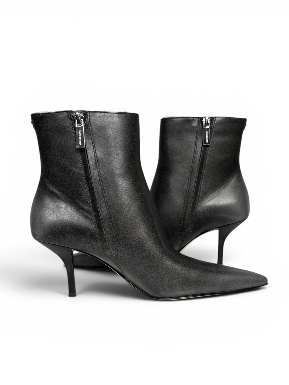 MICHAEL KORS SELENA HEELED BOOTIE STORM OMBRÉ GRAY BURNISHED LEATHER **NIB** - Picture 6 of 13